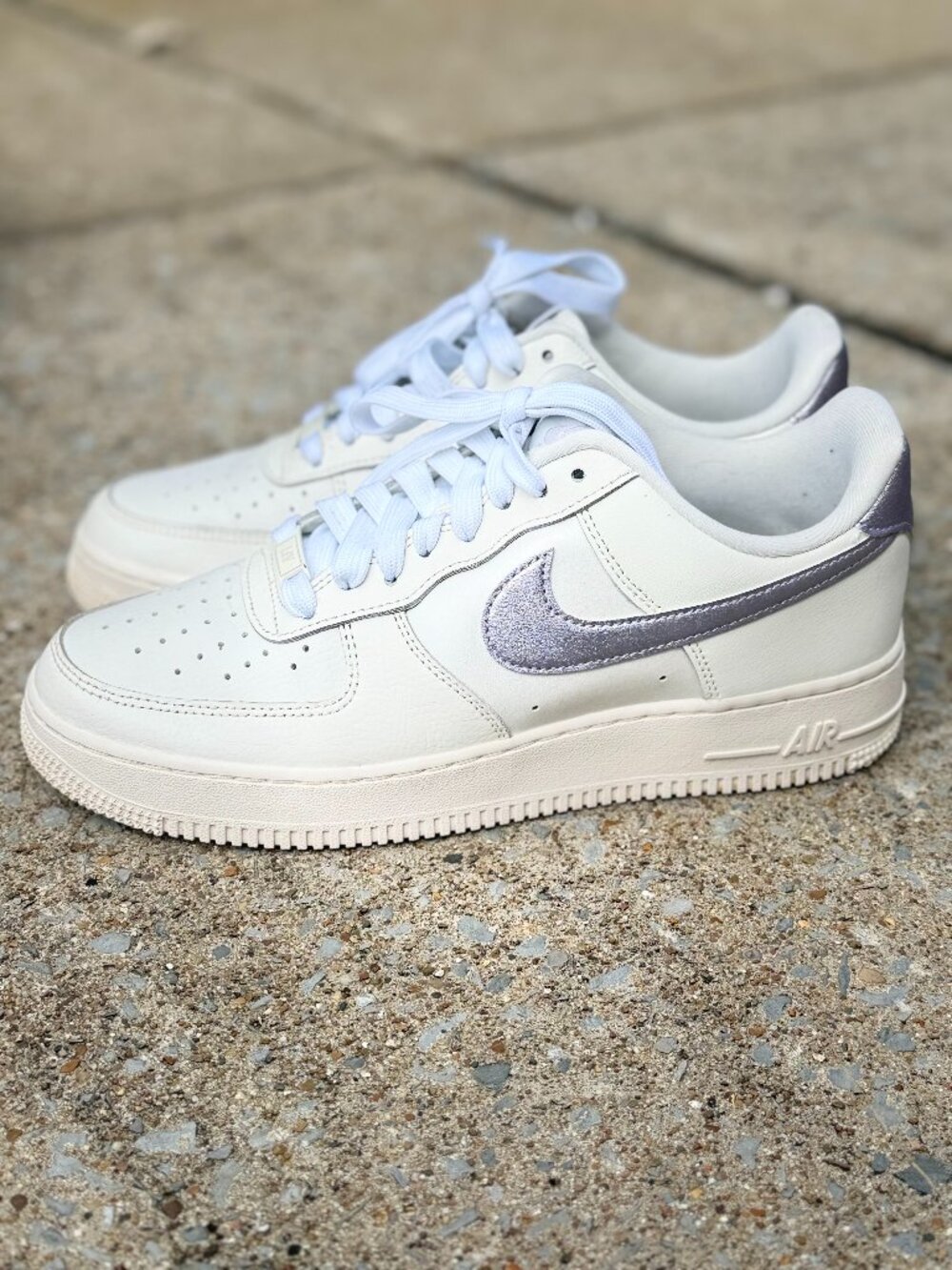 Nike Air Force 1 '07 White Metallic purple Clean Girl Y2K Women's 10 4007